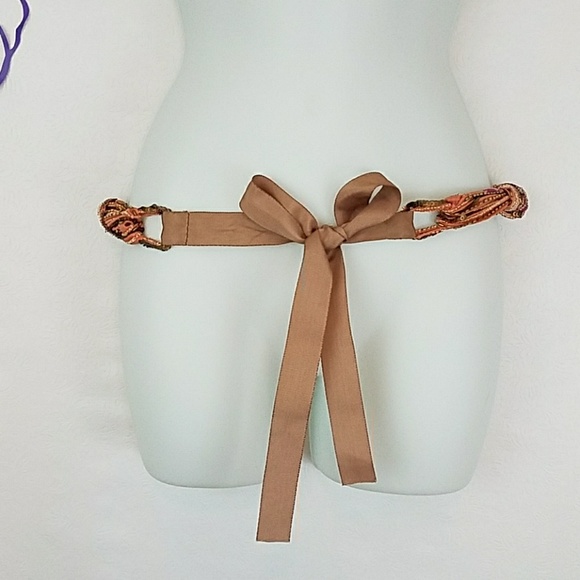 Adjustable belt with grosgrain ribbon and beading - Picture 1 of 4